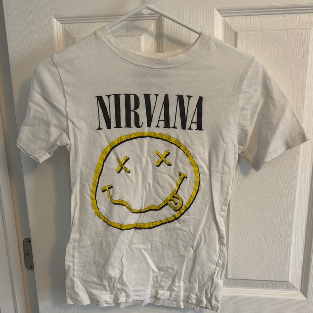 Nirvana Woman White T-Shirt with Yellow Graphic